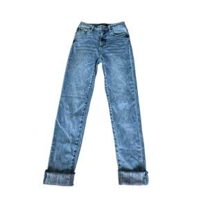 Judy Blue Jeans High Waist Relaxed Fit Womens 3/26 Southwestern Rolled Cuffs